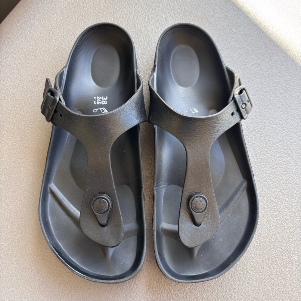 Birkenstock Classic Black Gizeh Essentials Flip Flops Size 38